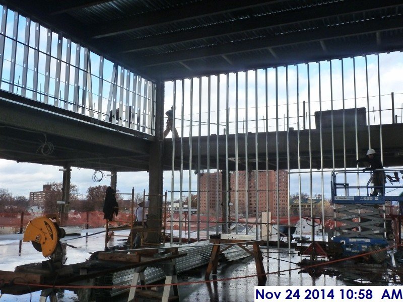 Started framing the lower roof-4th floor at the Courtroom 446 Facing North
